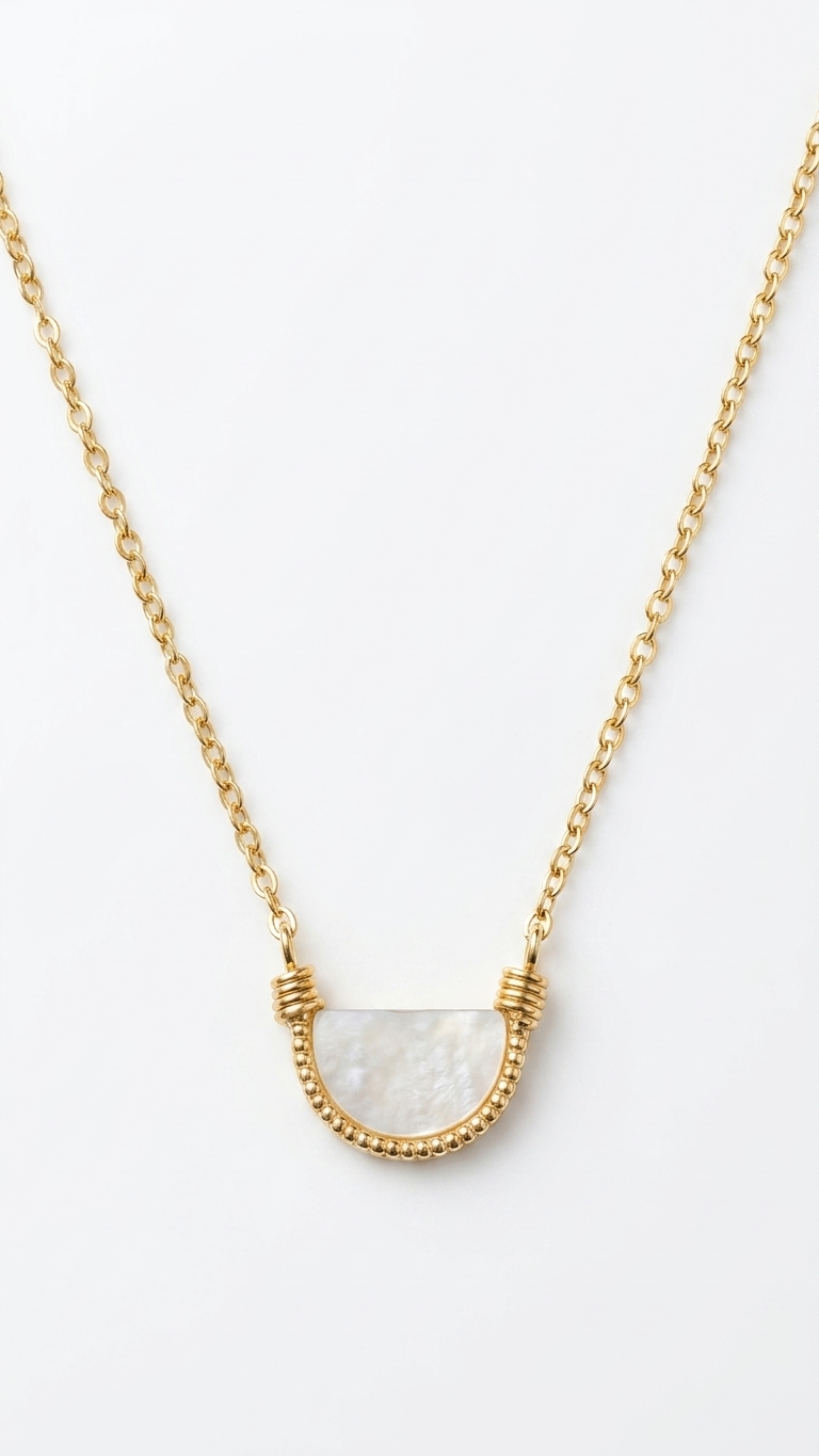Two-Tone Hemisphere 18K Gold Plated Necklace