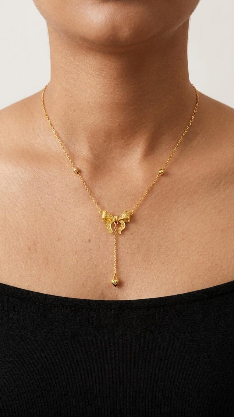 Dainty Bow 18K Gold plated Necklace