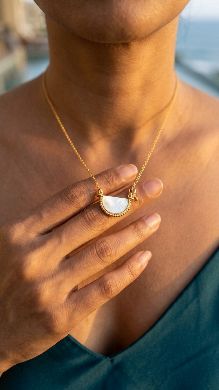 Two-Tone Hemisphere 18K Gold Plated Necklace