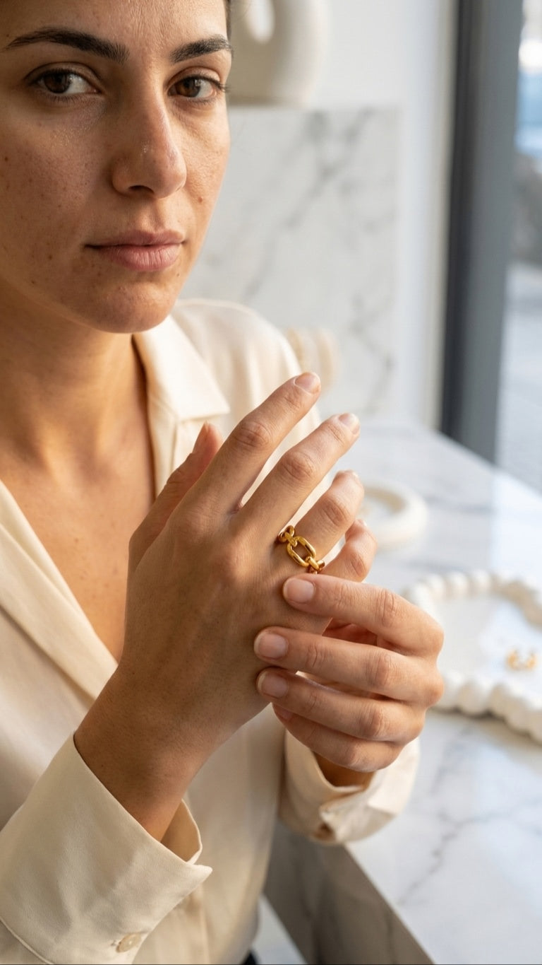 Nova Chain Ring 18K Gold Plated