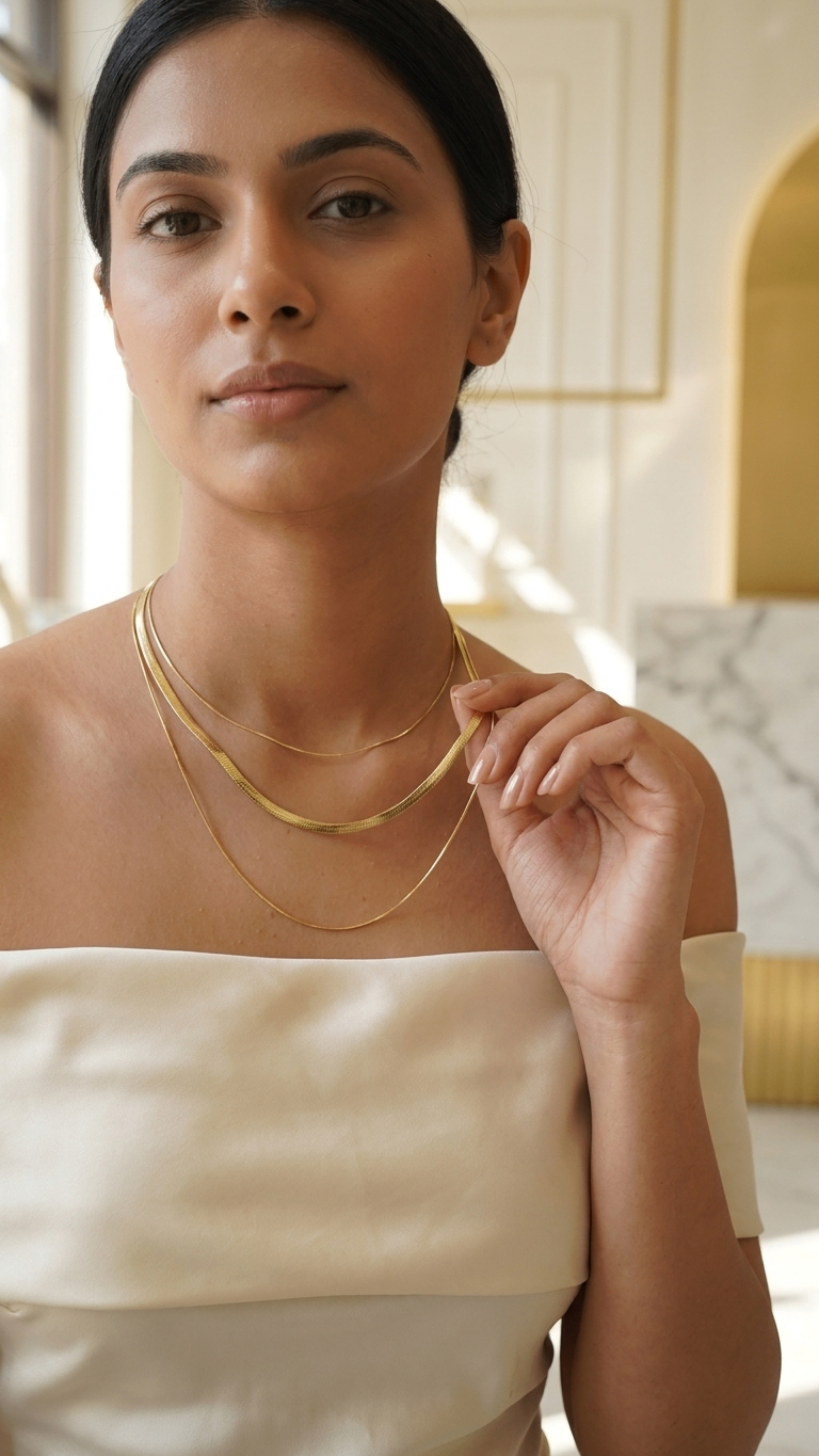 Three layered 18K Gold Plated Necklace