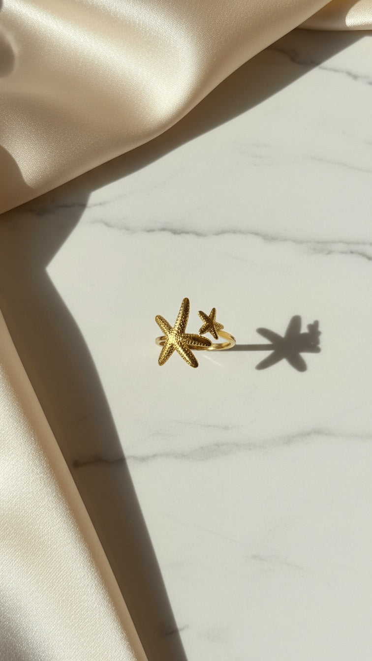 Double Star fish 18k Gold Plated Ring
