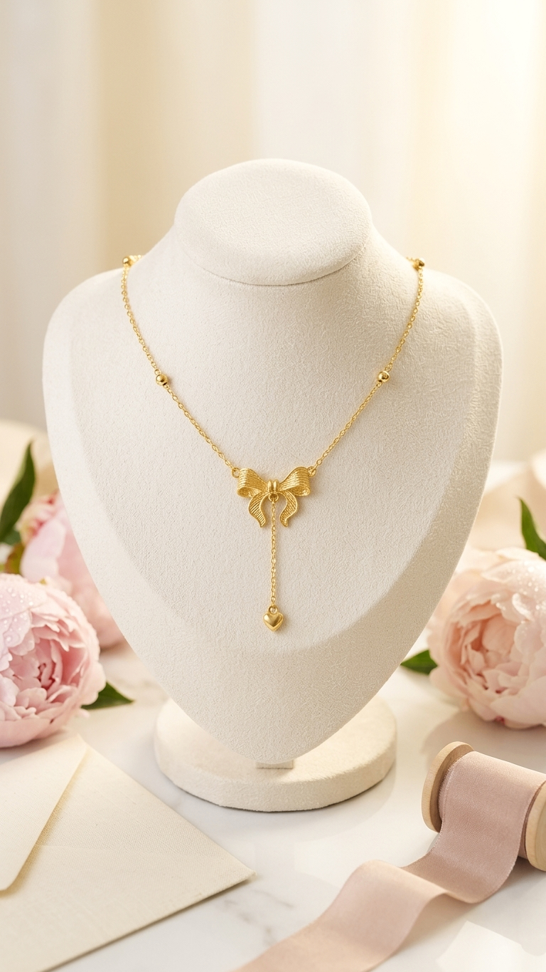 Dainty Bow 18K Gold plated Necklace