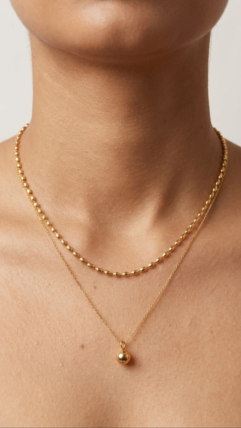 Orbital Minimalist Double-Layered 18k Gold Plated Necklace