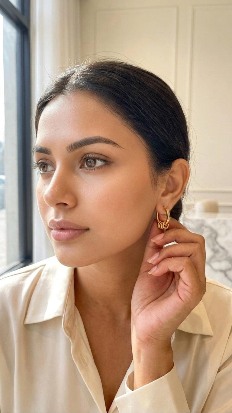 Multi Rings 18K Gold Plated Earrings