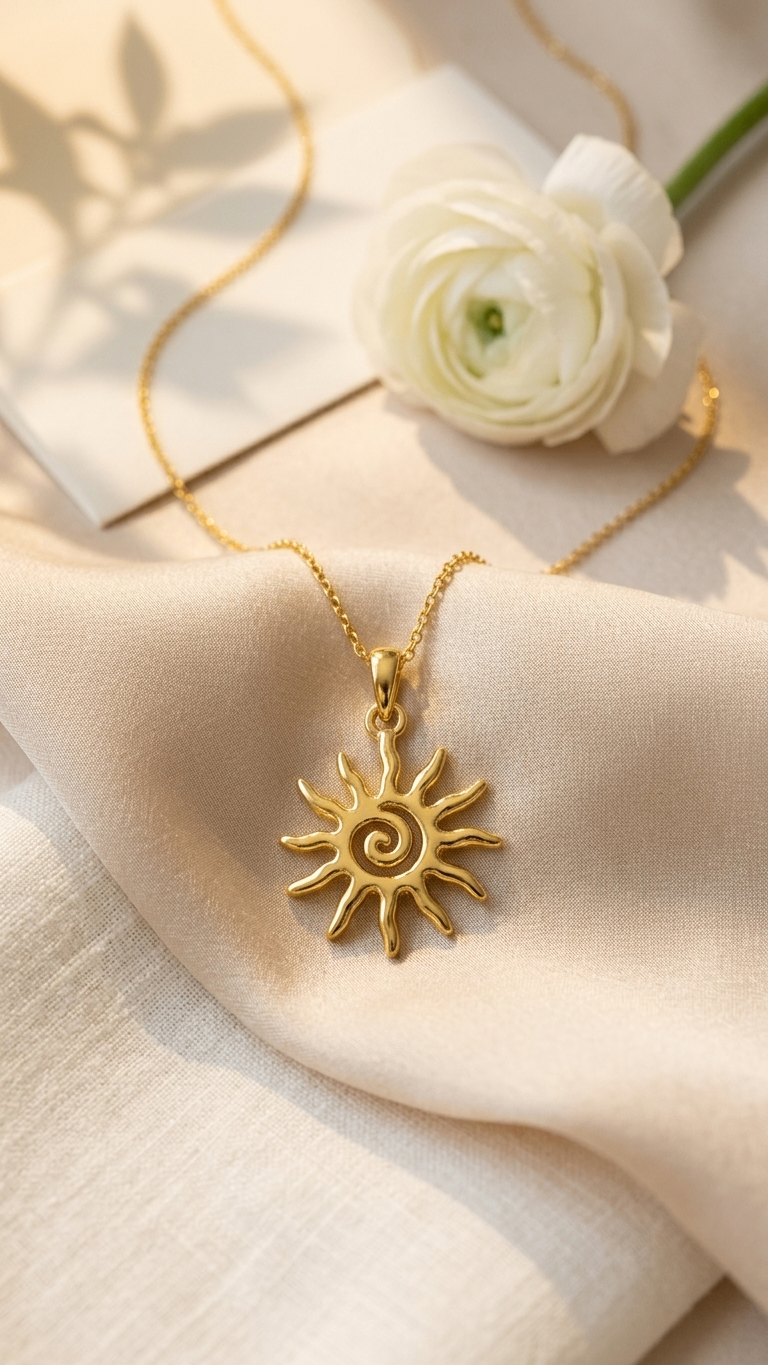 Solitary Sol 18k gold plated necklace