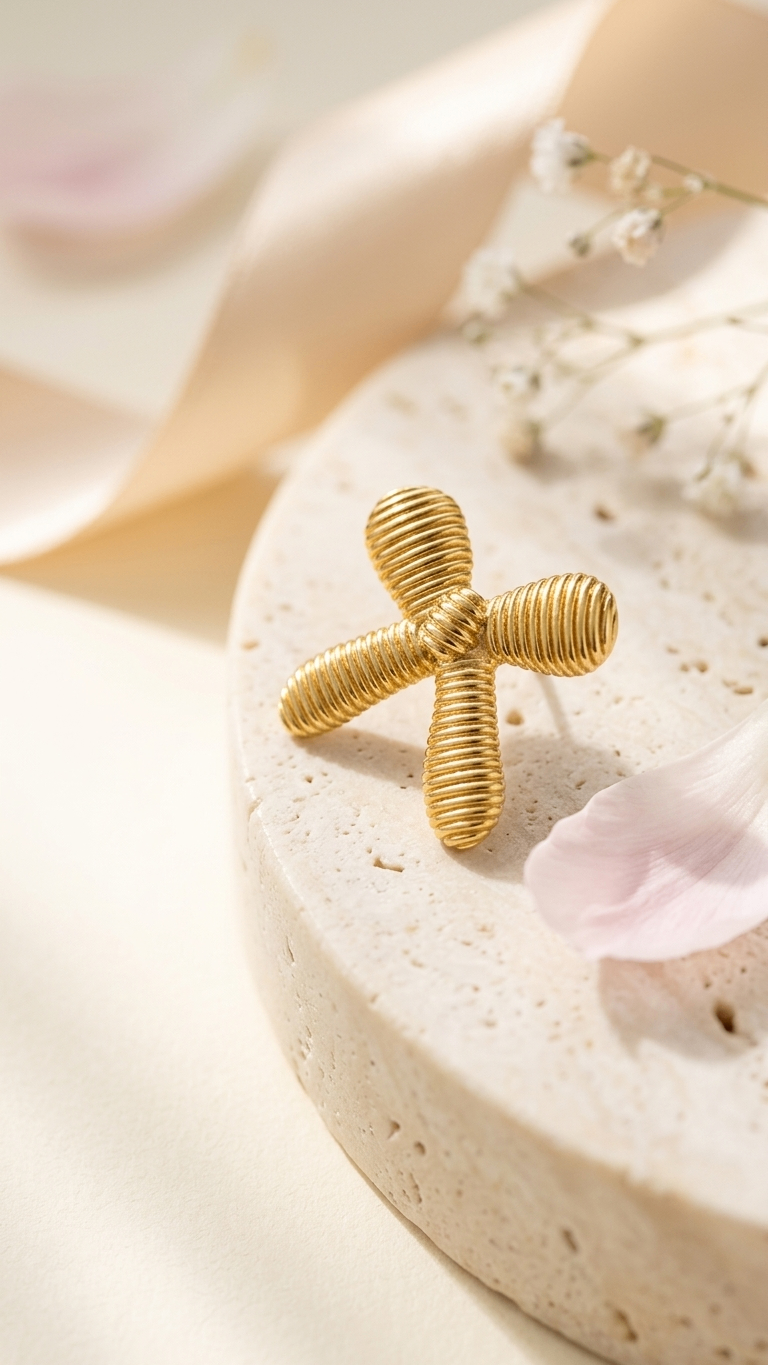Chic Ribbon 18K Gold plated Earrings