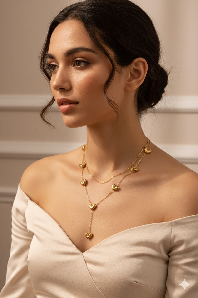 Golden heart 18k gold plated necklace