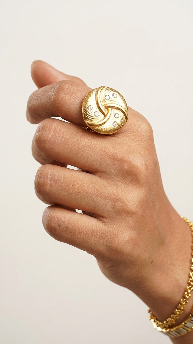 Saucer 18k gold plated Ring