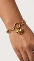 Bold Heart Charm 18K Gold Plated Bracelet