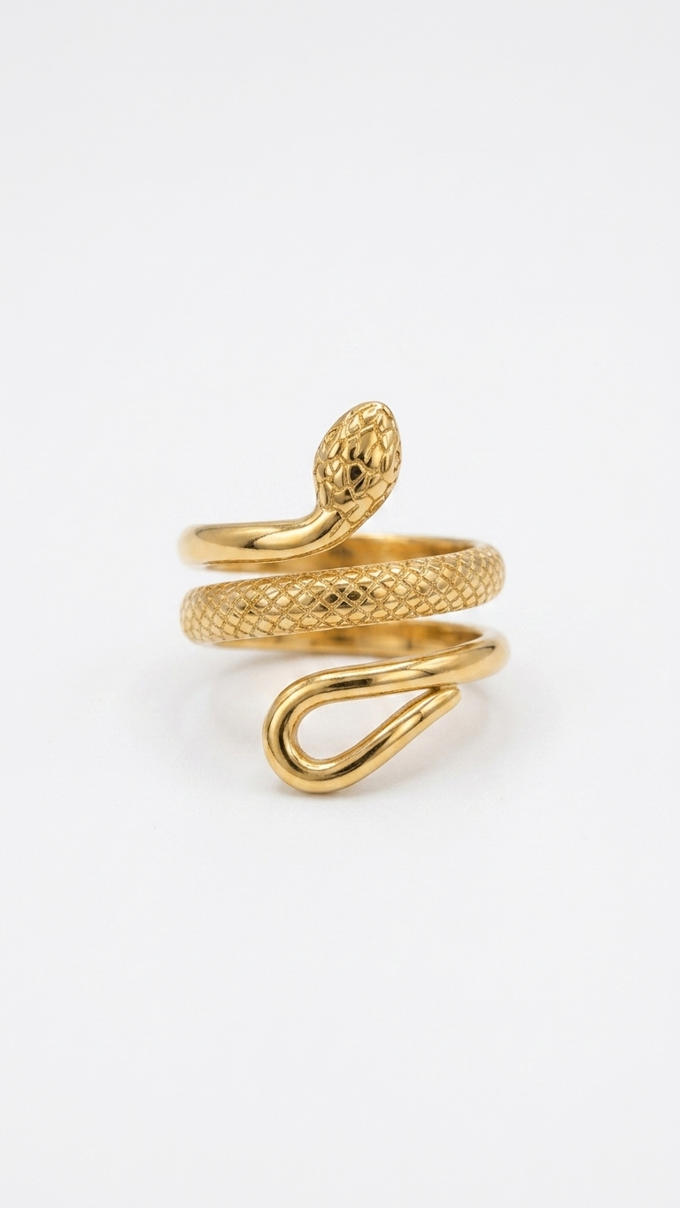 Textured Serpent Ring 18K Gold Plated
