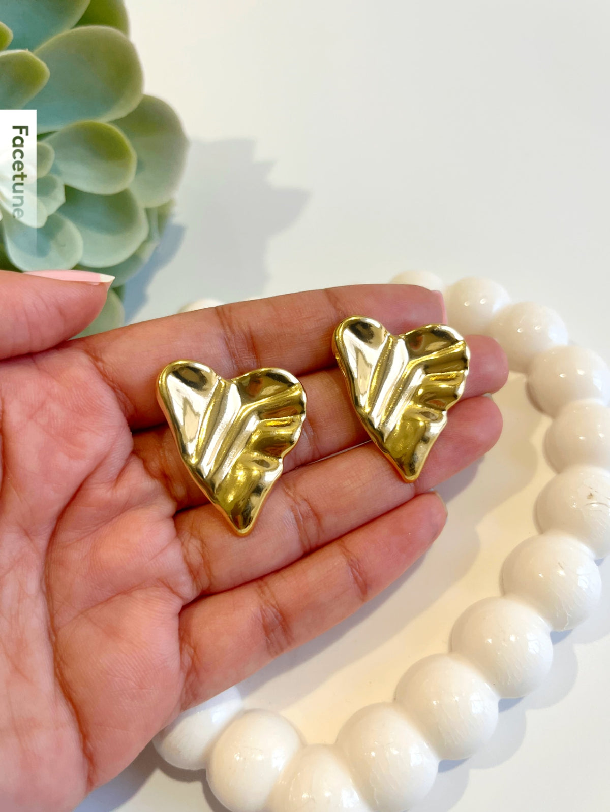 Bold Heart Statement 18K Gold Plated Earrings