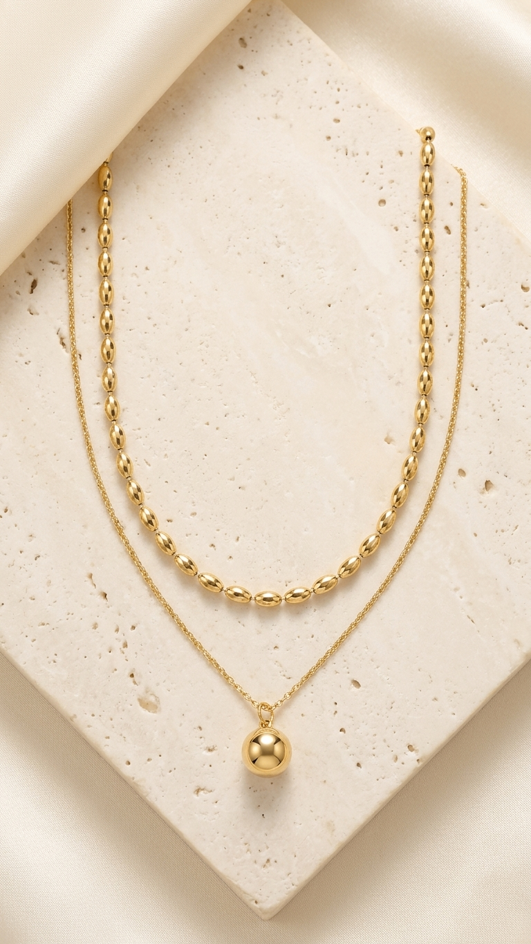 Orbital Minimalist Double-Layered 18k Gold Plated Necklace
