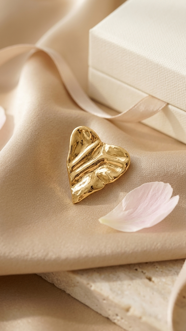 Bold Heart Statement 18K Gold Plated Earrings