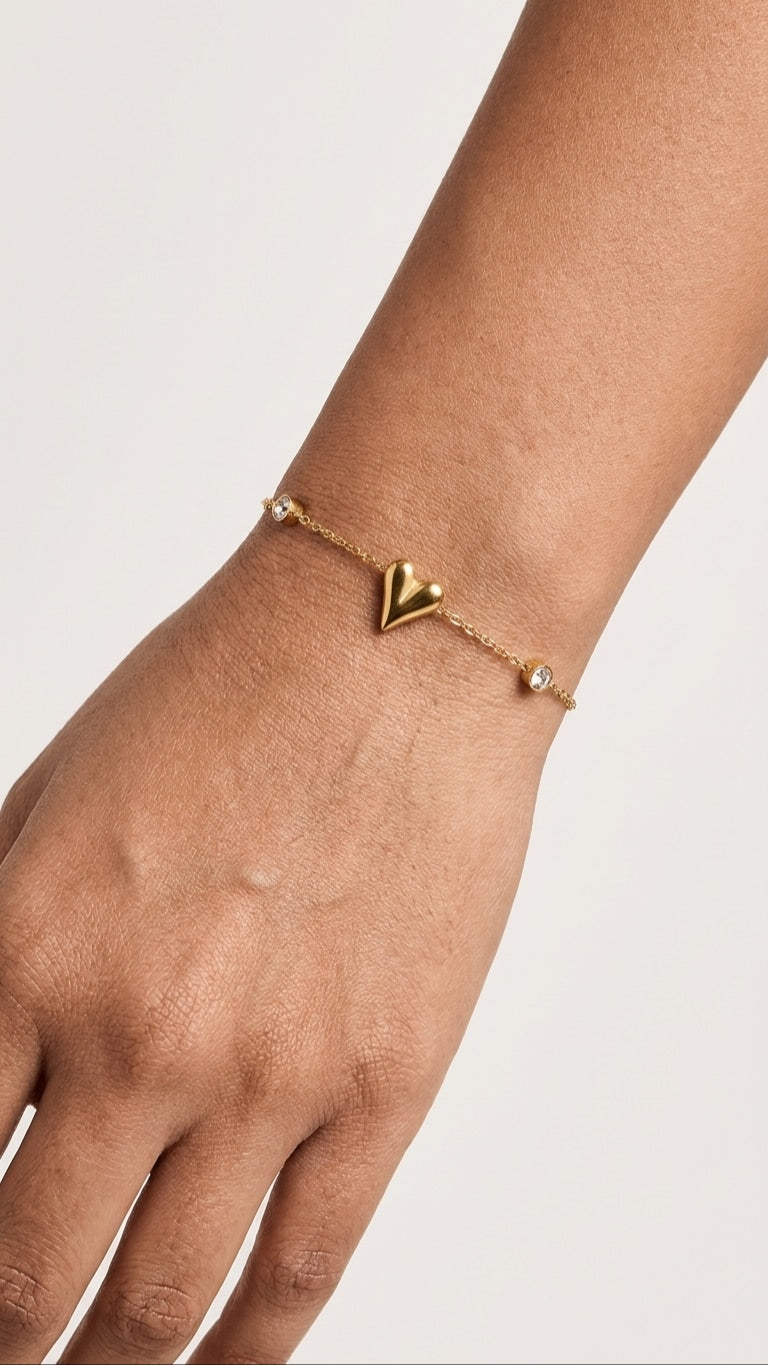 Minimal Heart 18K Gold Plated Bracelet
