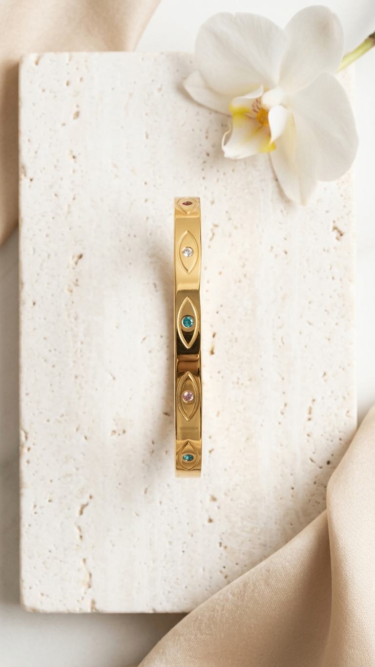 Evileye 18K Gold Plated Kadha Bracelet