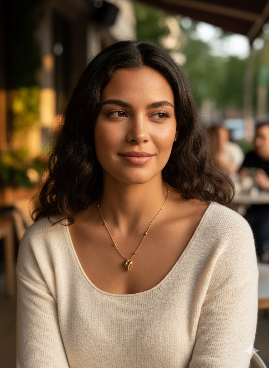 Sleak heart 18k gold plated necklace