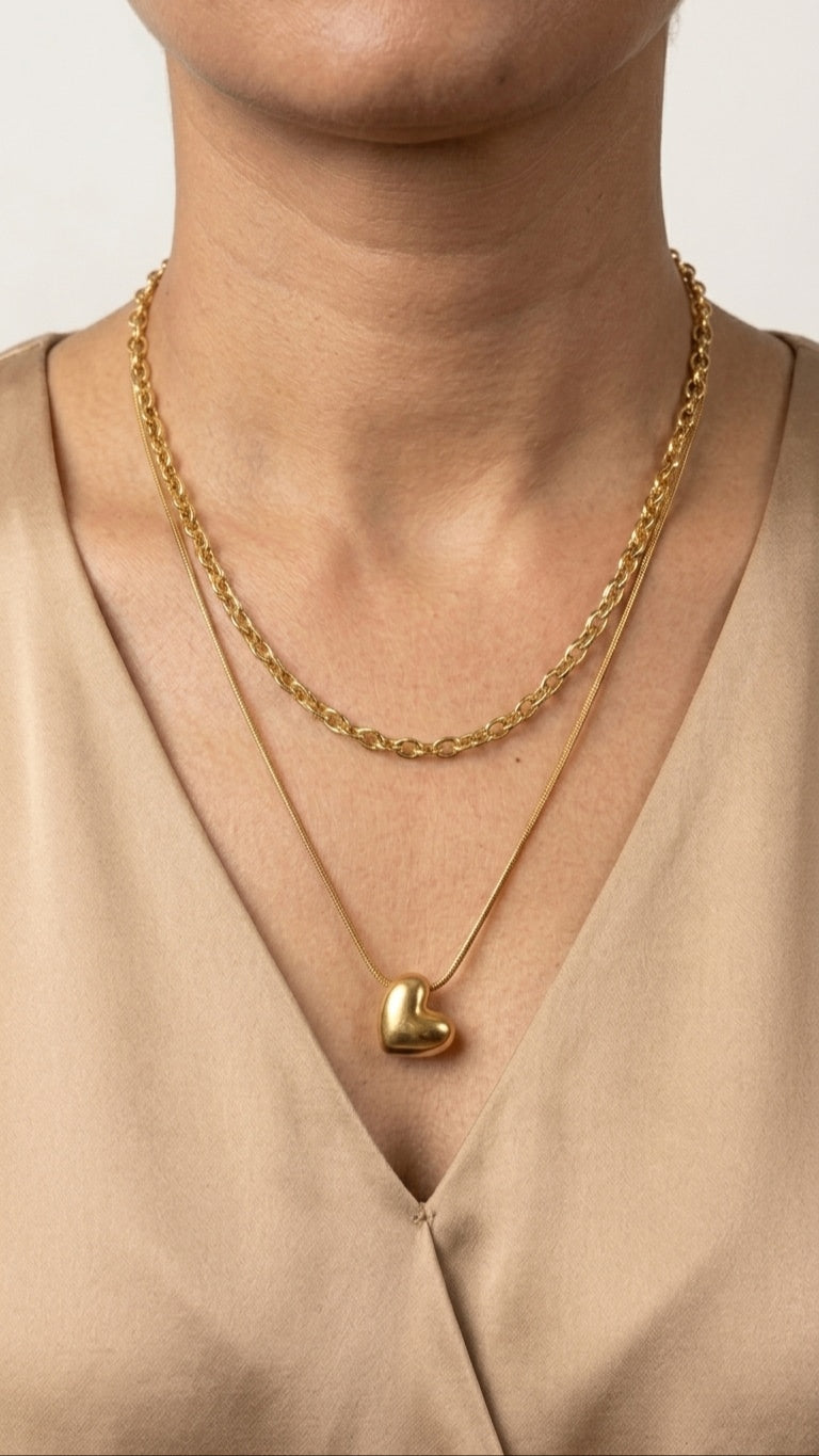 Bold Love Layered 18K Gold plated Necklace