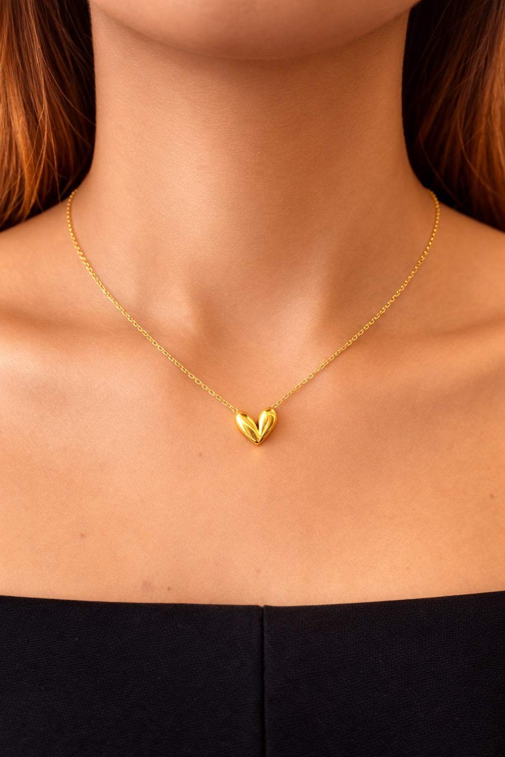 Minimal Heart 18k gold plated necklace