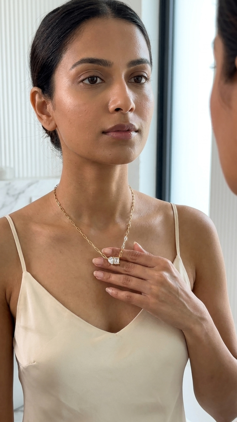 Gemini Stone 18K Gold Plated Necklace