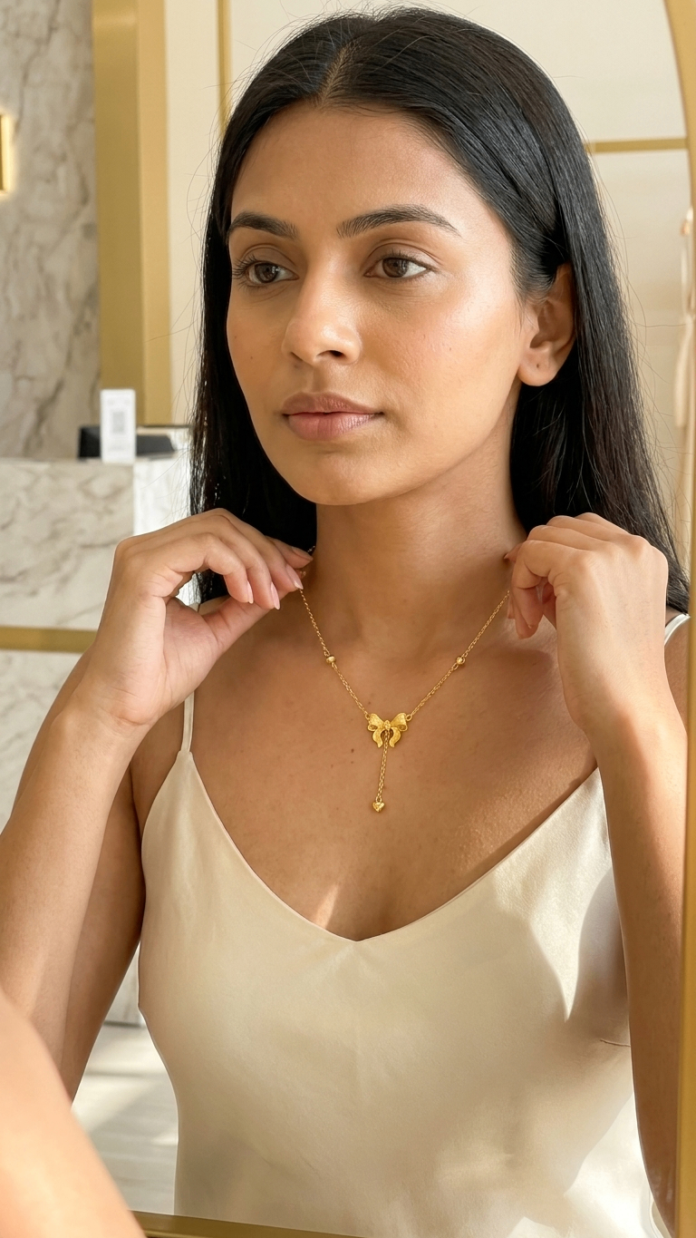 Dainty Bow 18K Gold plated Necklace