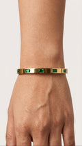 Green Studded 18K Gold Plated Kadha Bracelet
