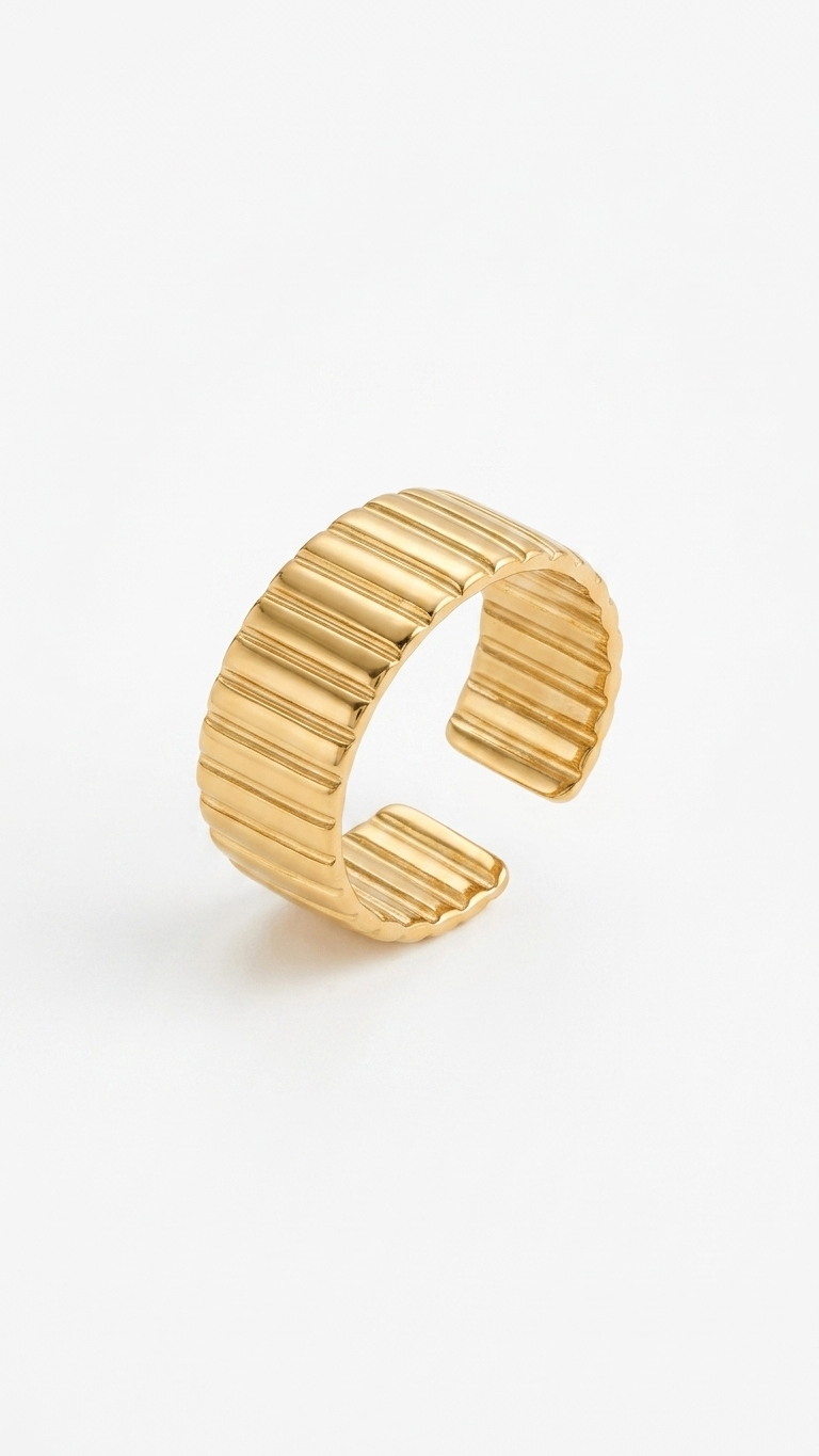 Ribbed Ring 18k Gold Plated