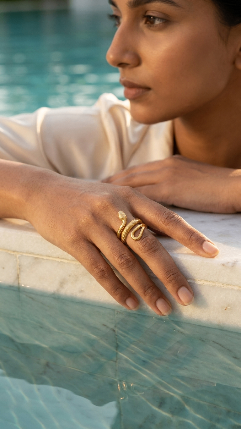 Textured Serpent Ring 18K Gold Plated