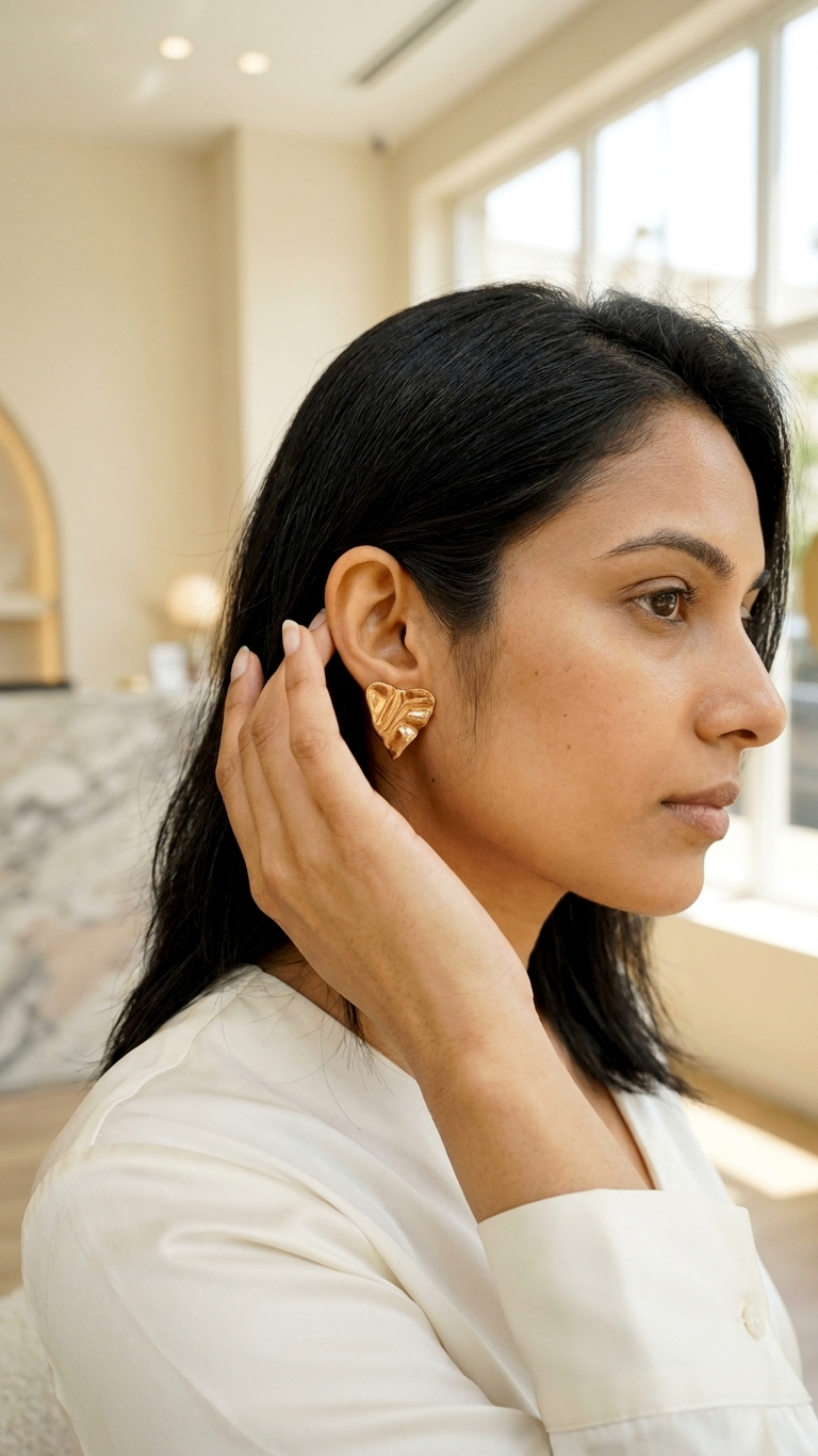 Bold Heart Statement 18K Gold Plated Earrings