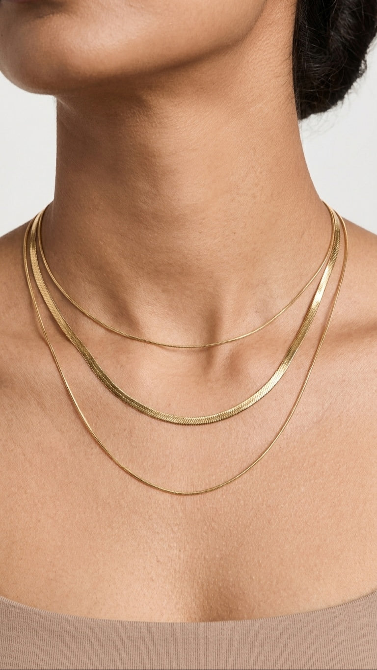 Three layered 18K Gold Plated Necklace