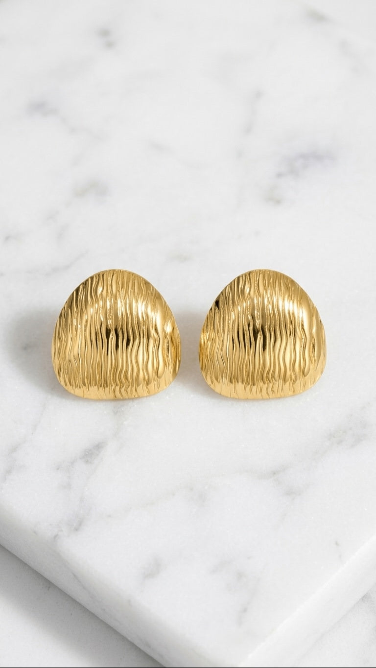 Golden molten 18k gold plated earrings