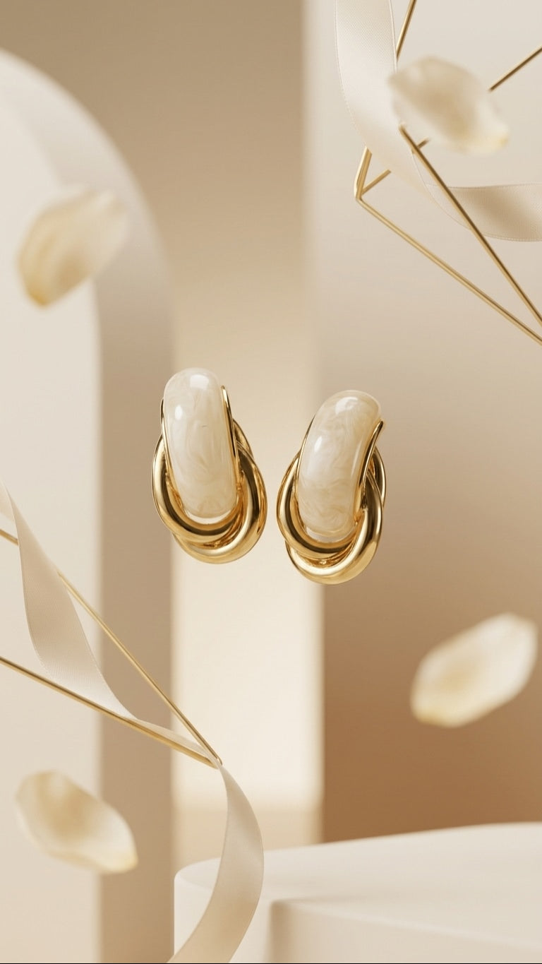 Marble loop 18k gold plated Earrings