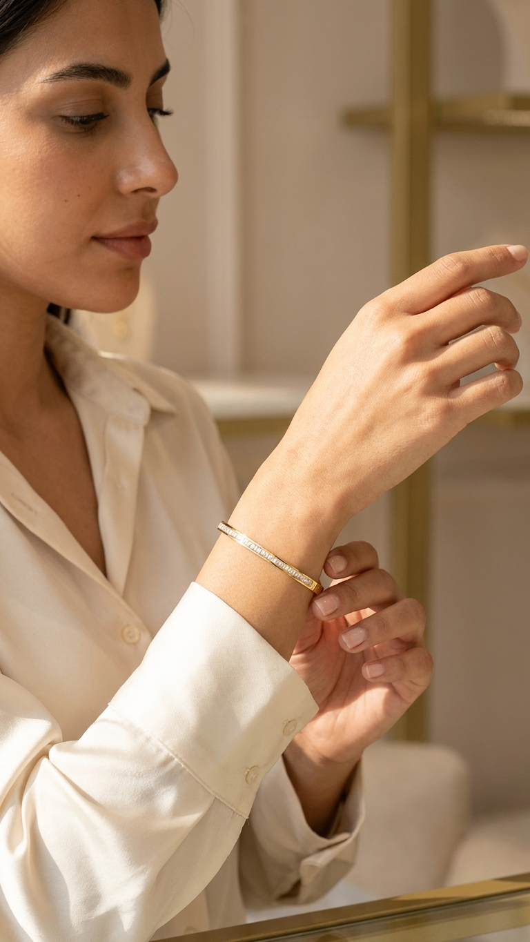 Luminous Stone Wrap 18K Gold Plated Kadha Bracelet