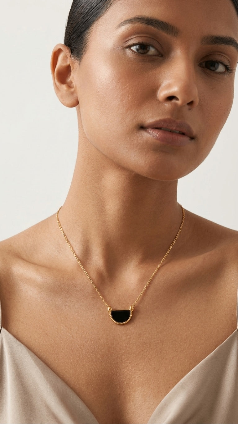 Two-Tone Hemisphere 18K Gold Plated Necklace
