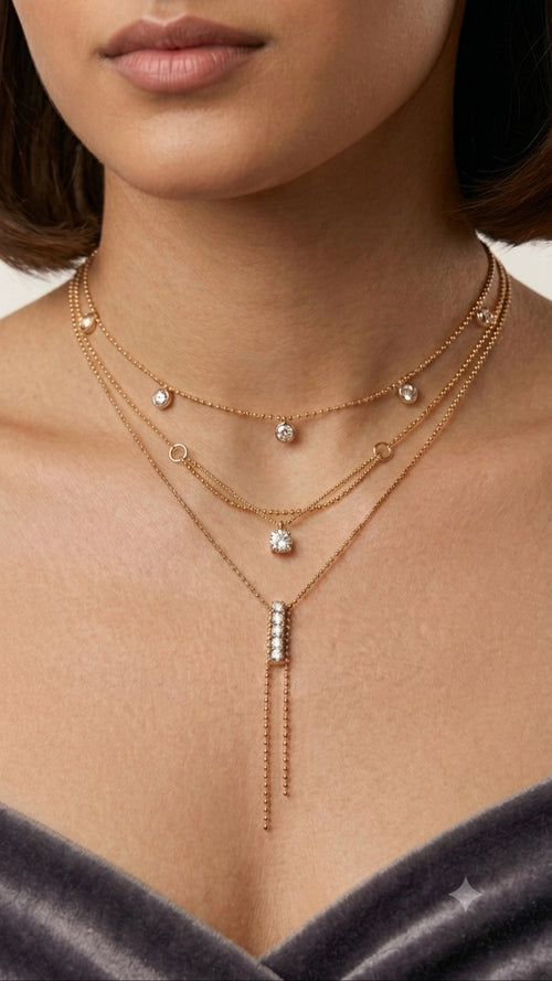 3 Tier Stella Necklace set 18K Gold Plated