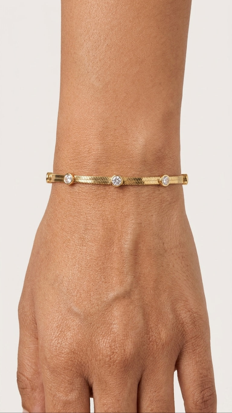 Radiant Stone 18K Gold Plated Bracelet