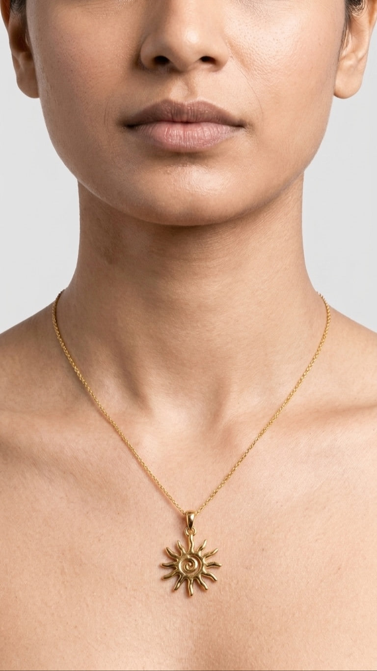Solitary Sol 18k gold plated necklace