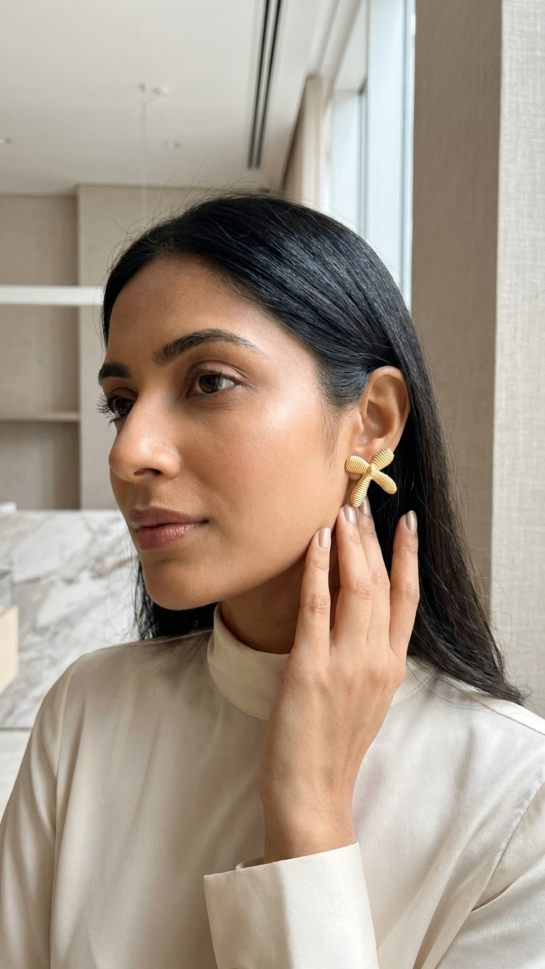 Chic Ribbon 18K Gold plated Earrings
