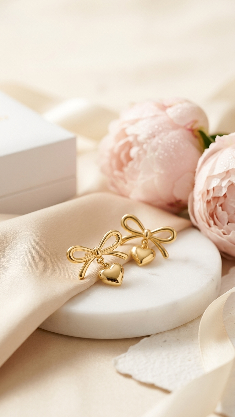 Bow 18K Gold Plated Earrings
