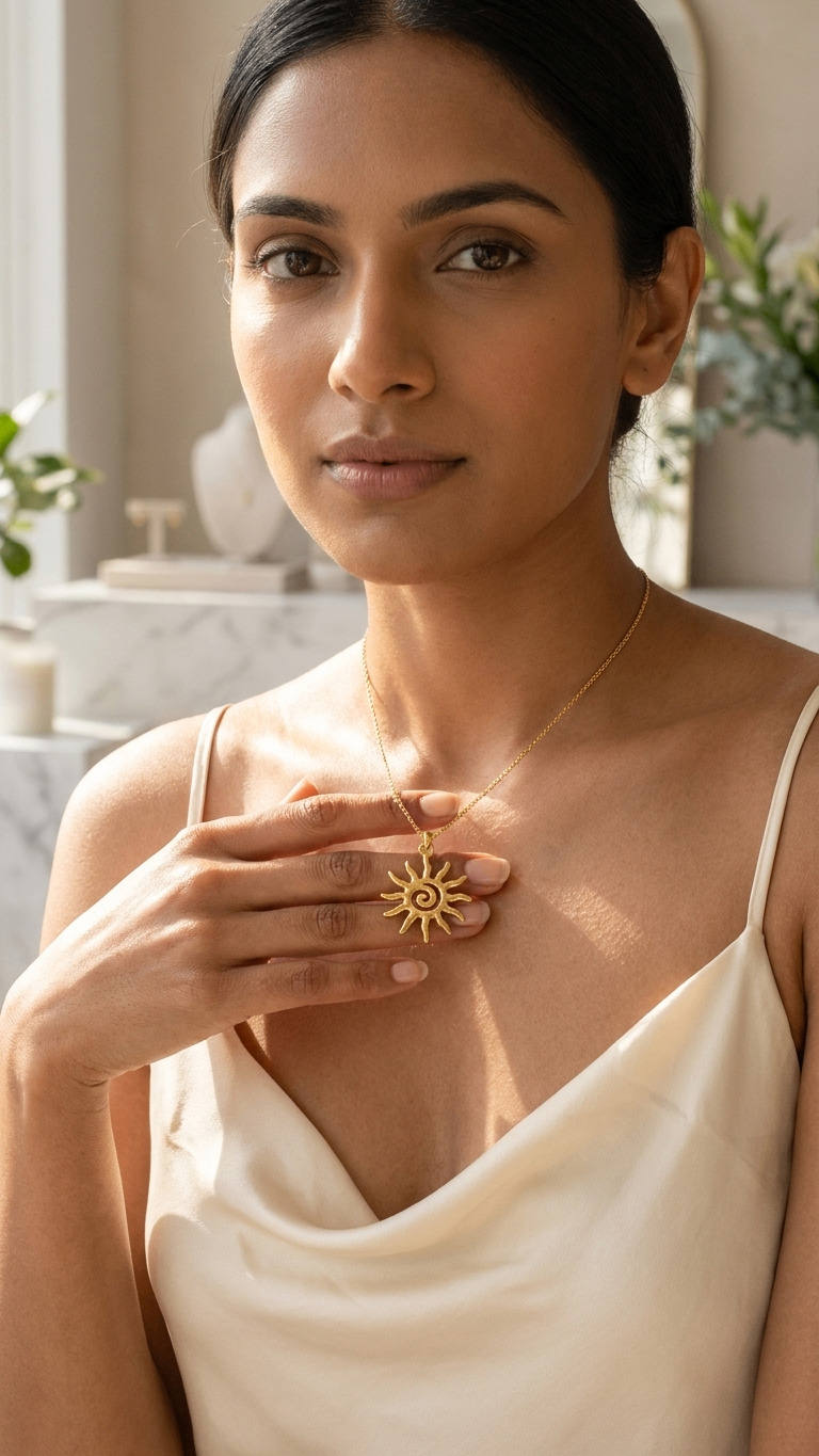 Solitary Sol 18k gold plated necklace