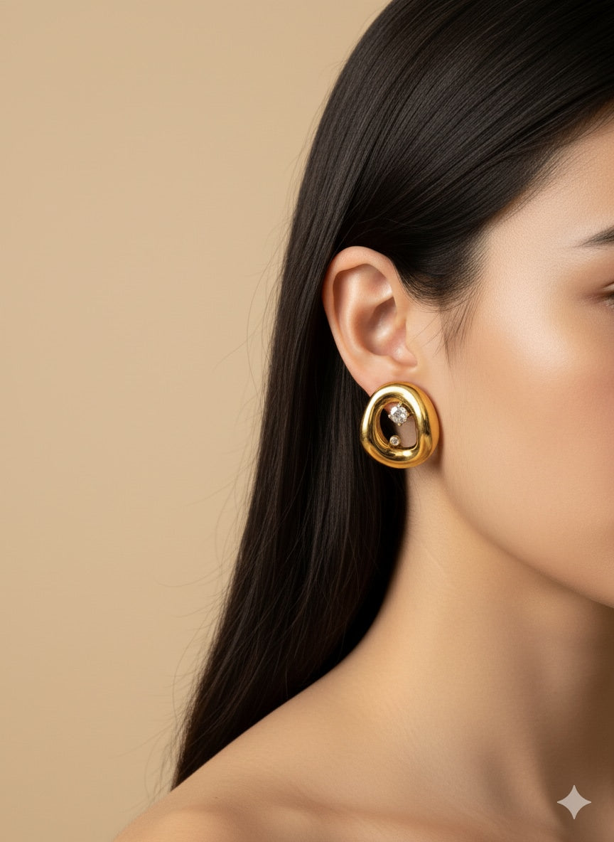 Chic Stone 18K Gold Plated Earrings