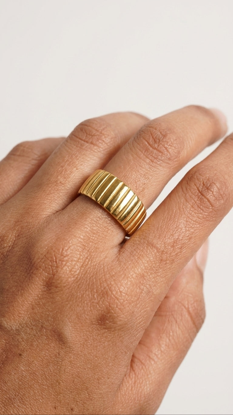 Ribbed Ring 18k Gold Plated