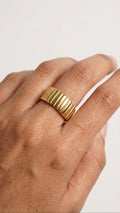 Ribbed Ring 18k Gold Plated