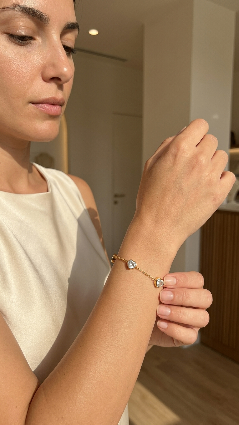 Heart stone 18K Gold Plated Bracelet