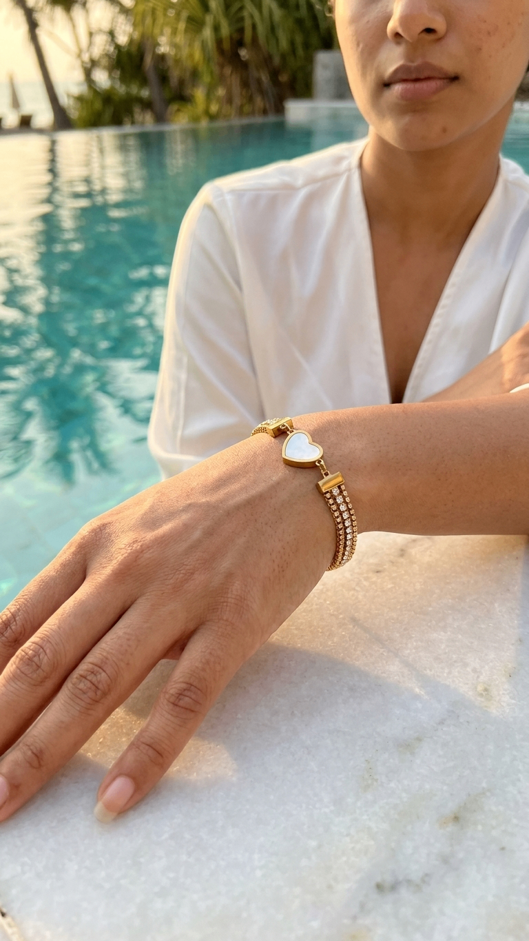 Heart Stack 18K Gold Plated Bracelet