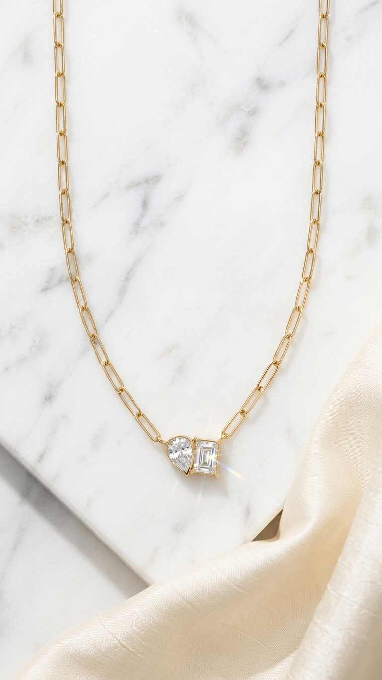 Gemini Stone 18K Gold Plated Necklace