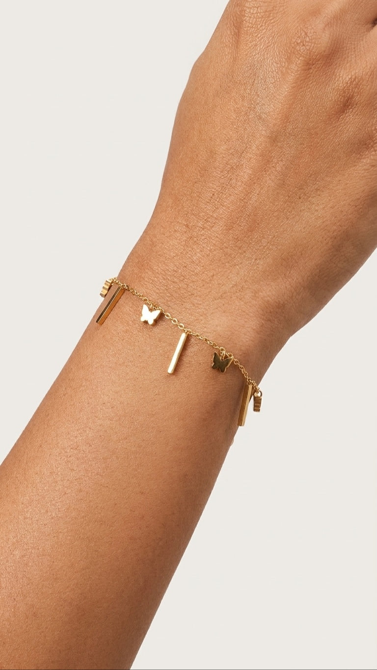 Butterfly Charm 18K Gold Plated Bracelet