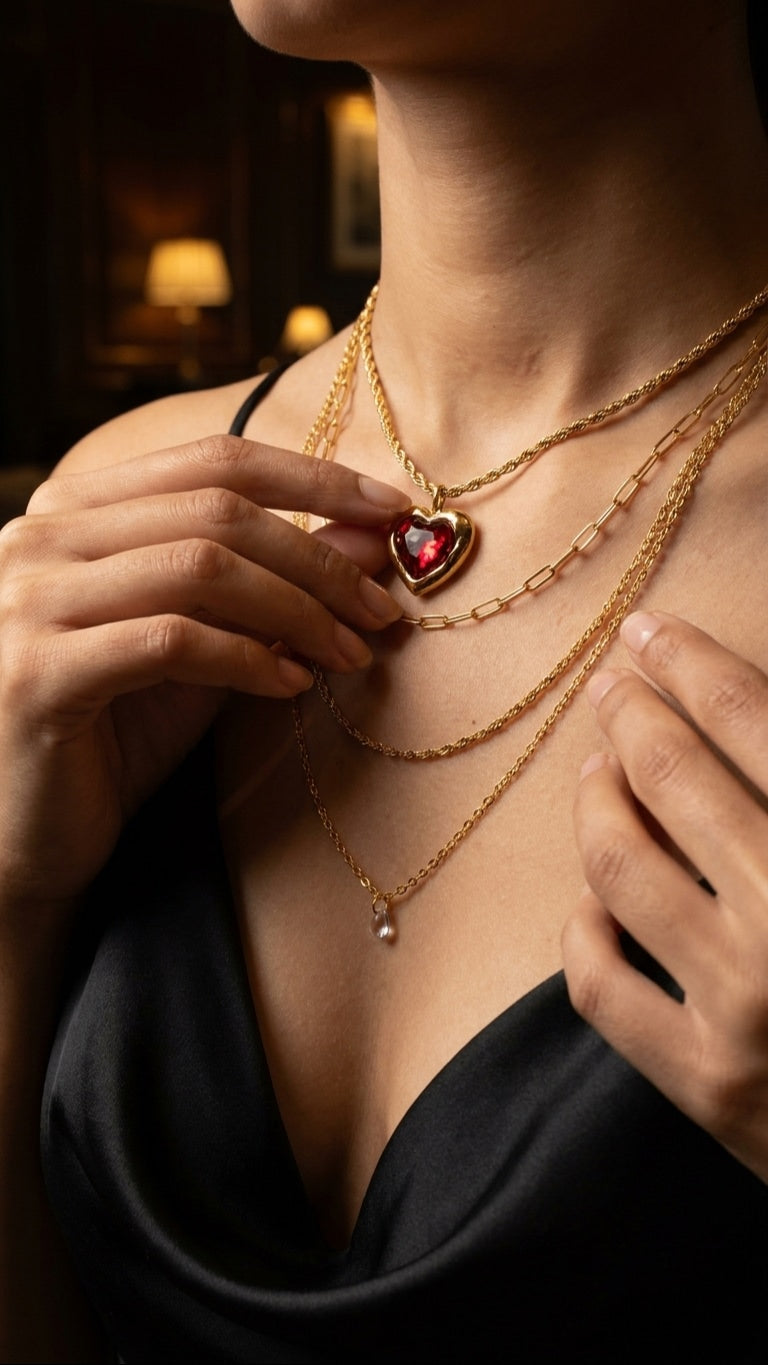Scarlet Rose  4 layered Necklace