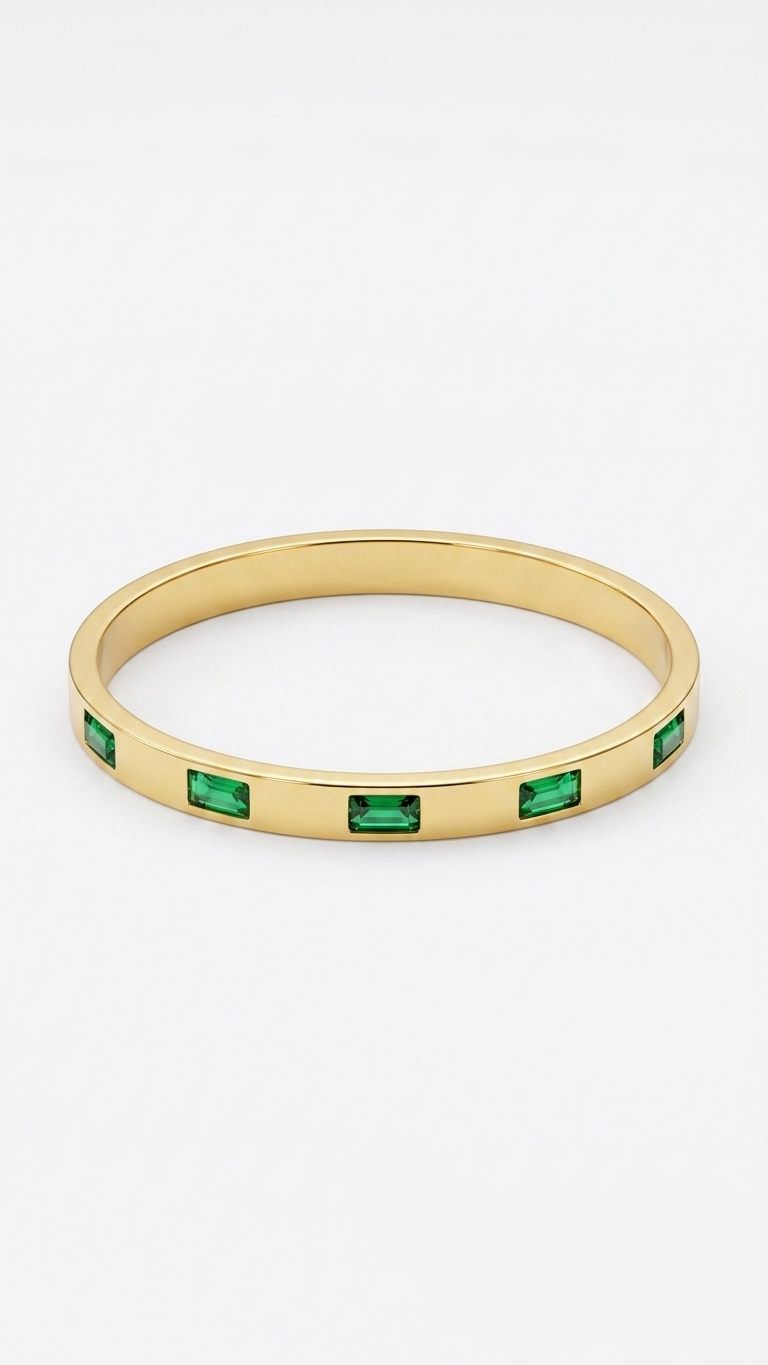 Green Studded 18K Gold Plated Kadha Bracelet