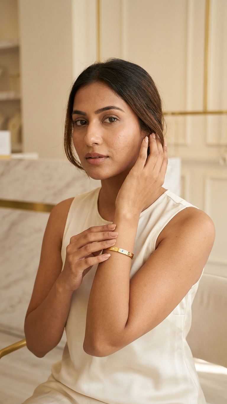 Evileye 18K Gold Plated Kadha Bracelet